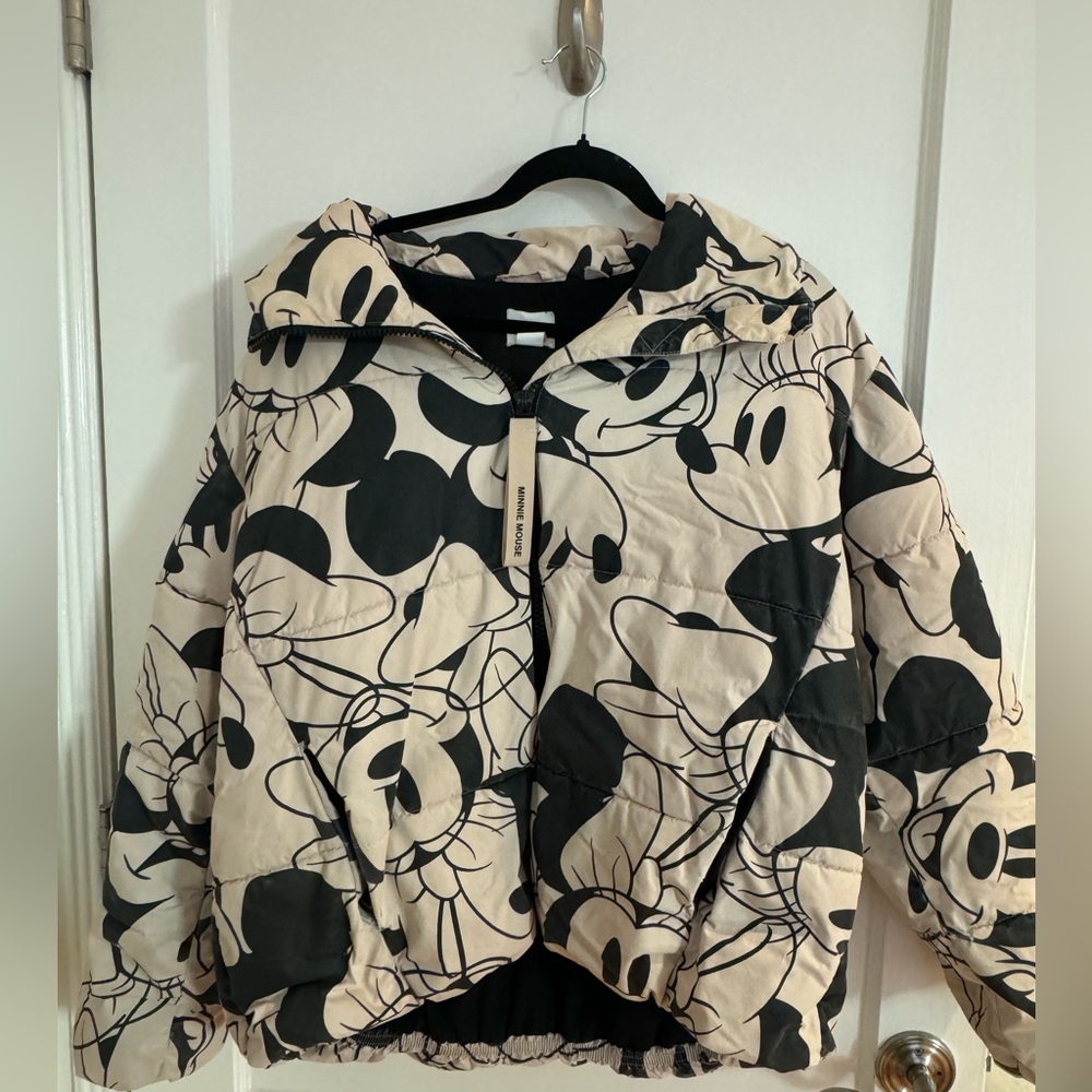 Disney Puffer Jacket - Retro Minnie Mouse Puffer Jacket - Women’s Adult S